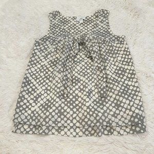 ANn Taylor Loft‎ Womens Top Small Gray White Spotted Satin Lined Tank Bow 14799